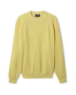 Pull Col Rond À Côtes Anglaises - Jaune Buvard