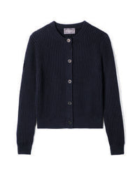 Cardigan Court En Soie Et Coton - Marine