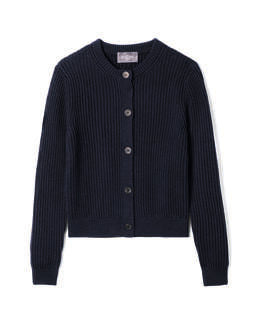 Cardigan Court En Soie Et Coton - Marine