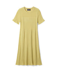 Robe Courte Évasée Plissée - Jaune Buvard