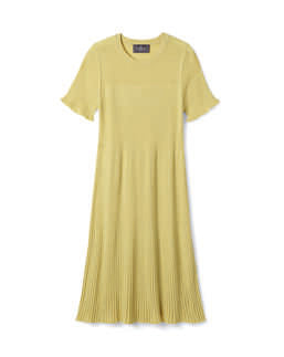 Robe Courte Évasée Plissée - Jaune Buvard
