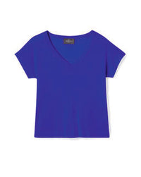 T-Shirt Col V - Bleu Delphinium