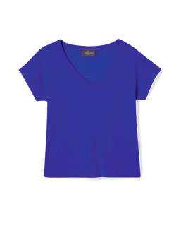 T-Shirt Col V - Bleu Delphinium