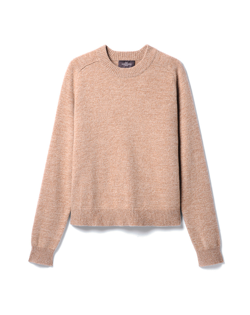 Pull Col Rond Mouliné - Caramel