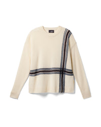 Pull Col Rond Imprimé Tartan - Naturel