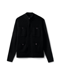 Veste Col Montant À Côtes - Noir