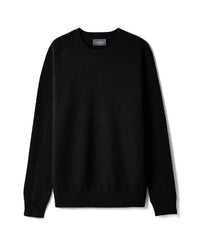 Pull Col Rond À Côtes En Biais - Noir