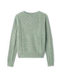 Pull Col Rond Pointelle - Feuille