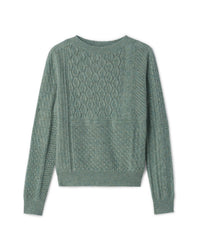 Pull Col Rond Pointelle - Feuille