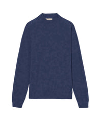 Ultra-fine cashmere stand-up collar jumper - Indigo
