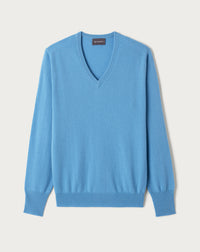 Pull Col V Classique - Aqua
