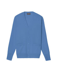 Classic cashmere V cardigan - Poseidon blue