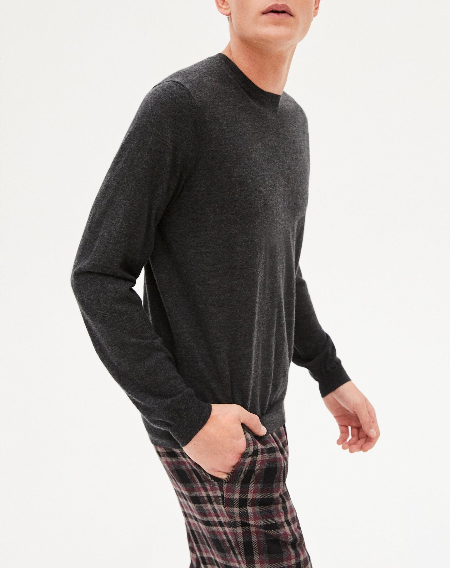 RECO90Pull col rond ultrafin - Gris