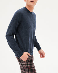 Pull ras de cou iconique ultrafin en cachemire - Indigo