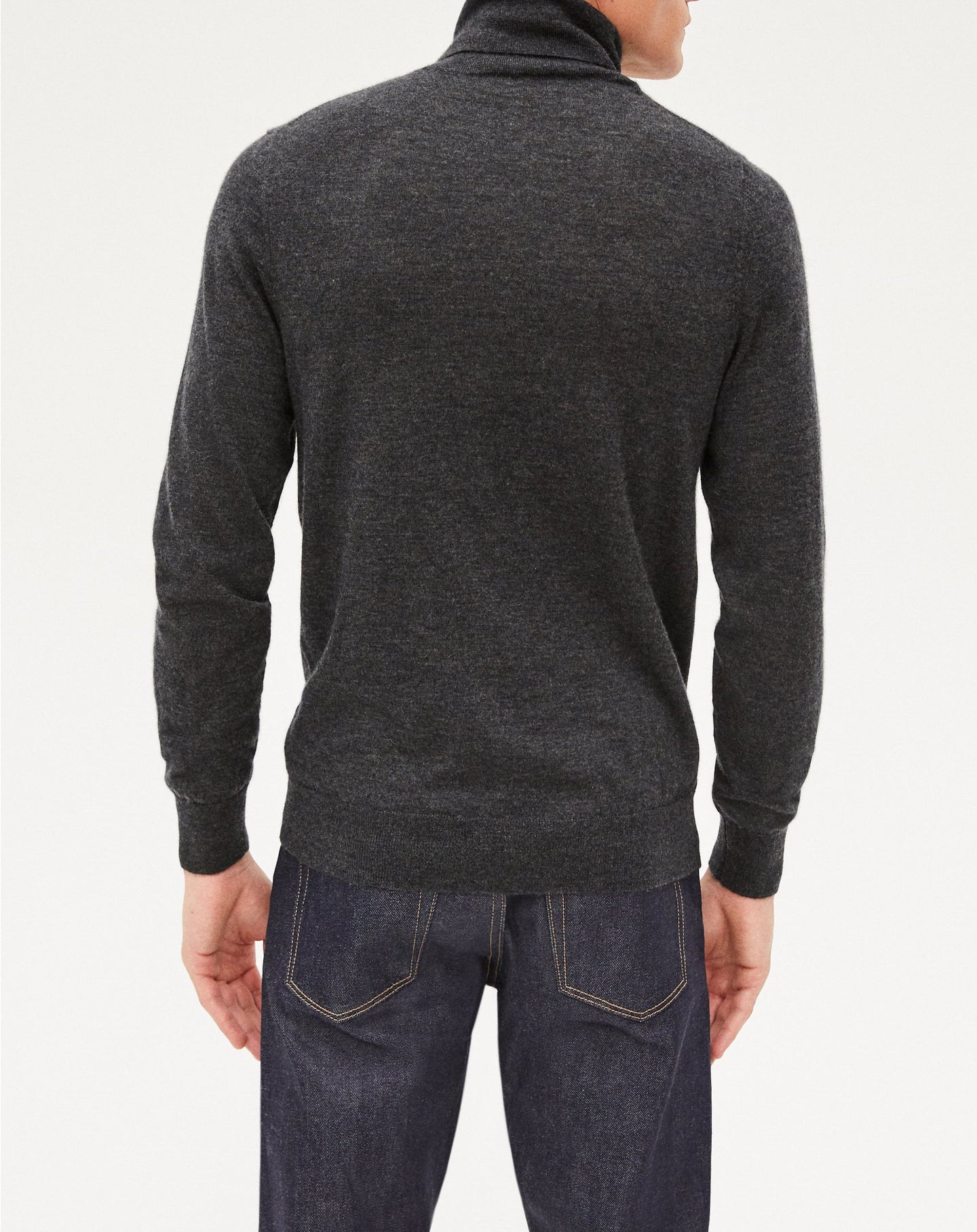 Pull col roulé ultrafin en cachemire - Gris Craie