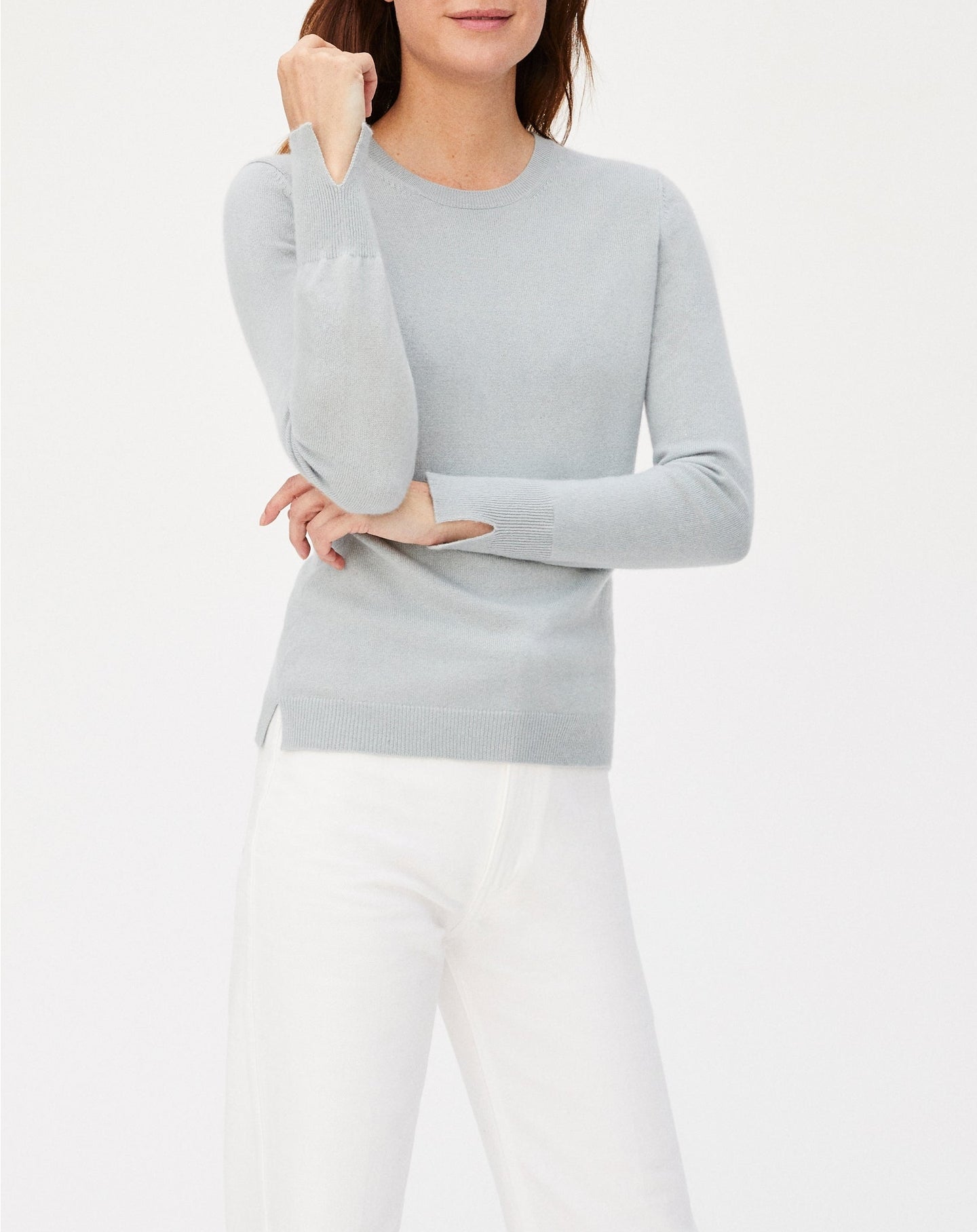 Slim-fit cashmere slit crew neck jumper - Jasmin