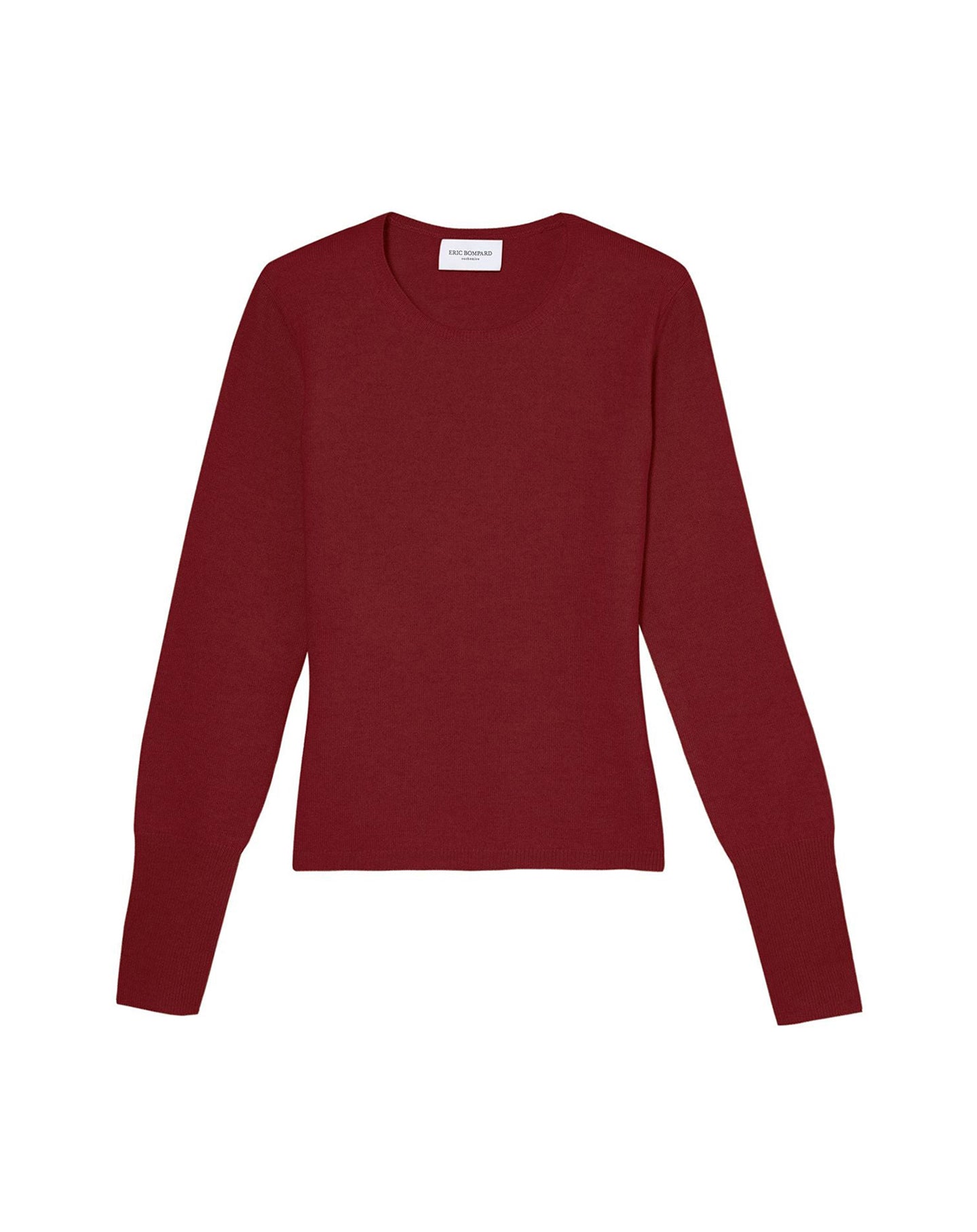 Pull ras de cou cintré à fentes en cachemire et soie - Rouge Guarana