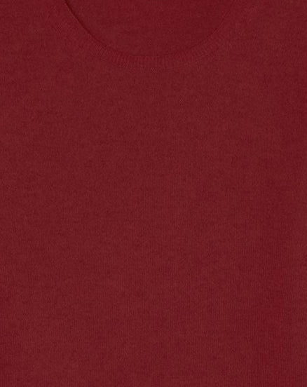 Pull ras de cou cintré à fentes en cachemire et soie - Rouge Guarana