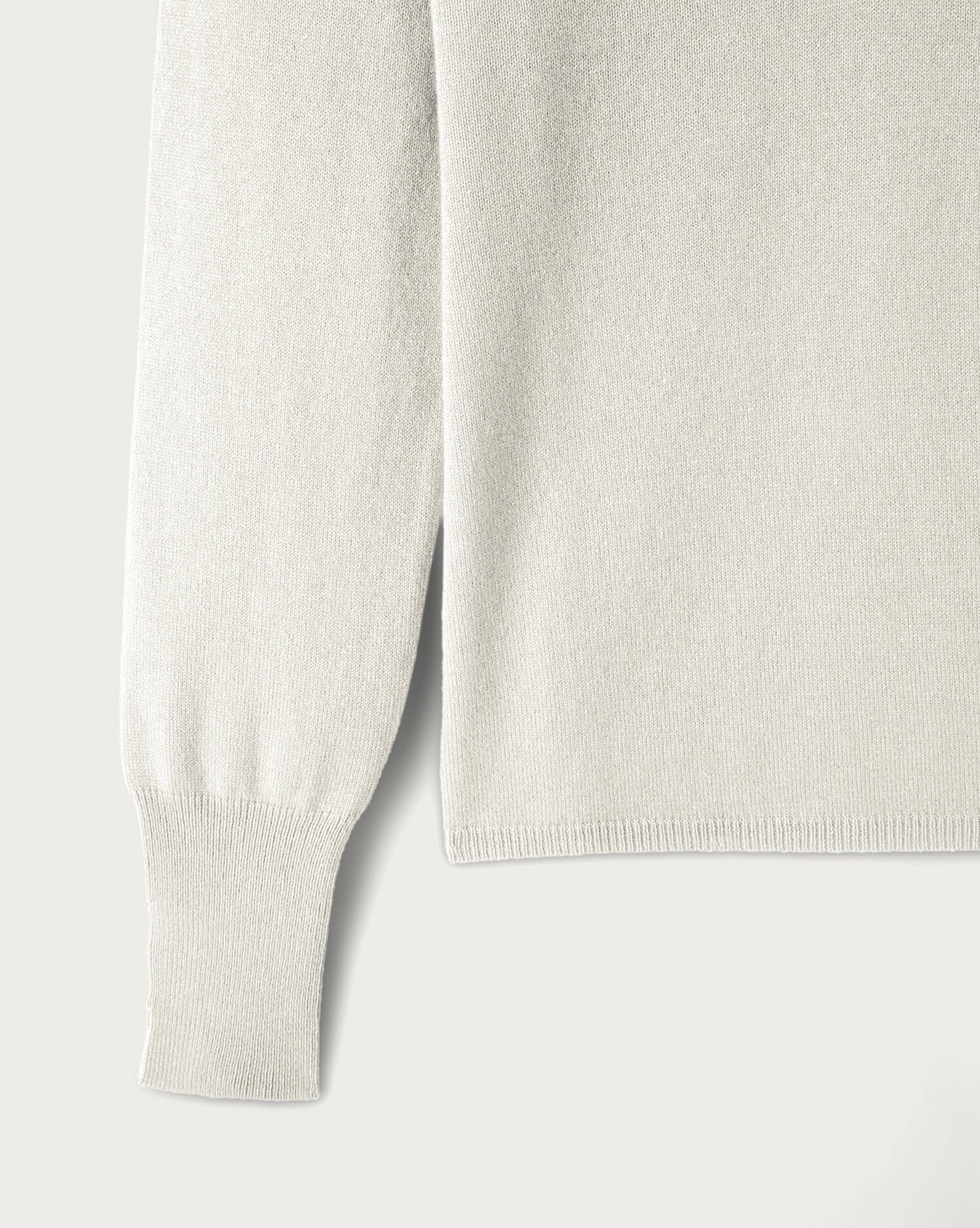 Slim-fit V-neck jumper with cashmere and silk cuffs - Natural