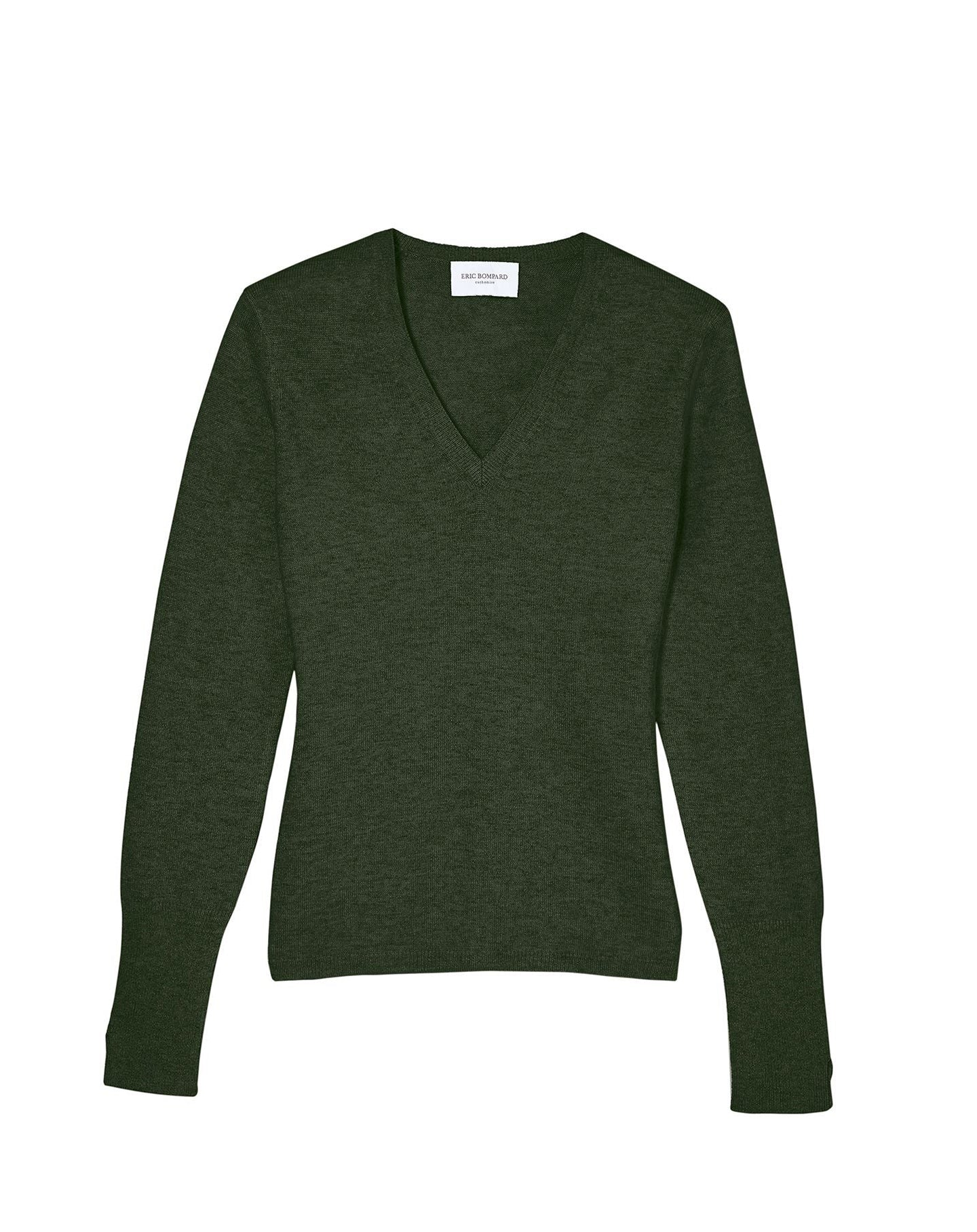 Slim-fit cashmere and silk V-neck jumper - Army Green