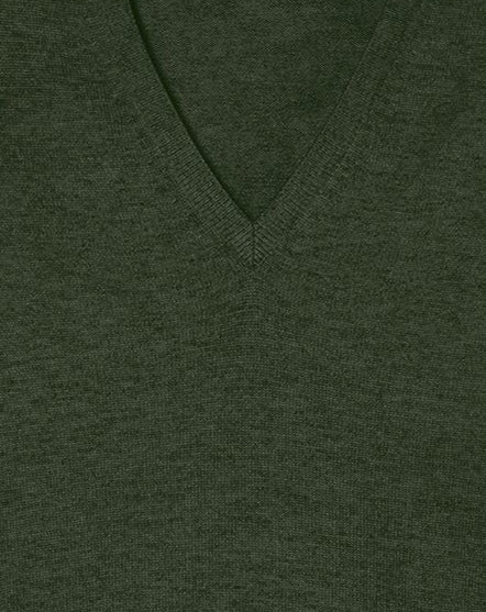 Slim-fit cashmere and silk V-neck jumper - Army Green