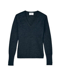 Slim-fit V-neck cashmere and silk slit jumper - Graphite