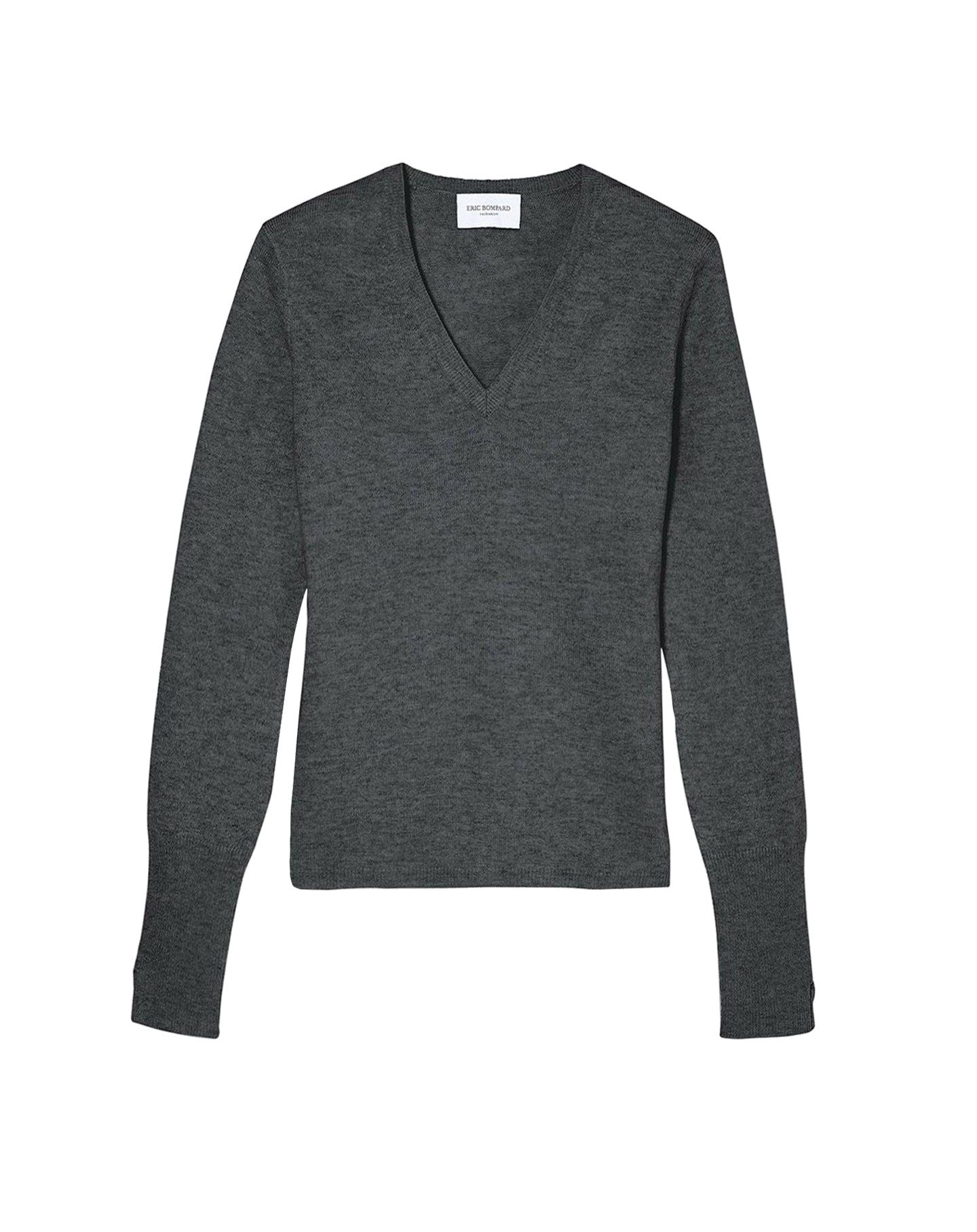 Slim-fit V-neck cashmere and silk slit jumper - Loup