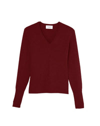 Slim-fit V-neck cashmere and silk slit jumper - Rouge Girofle