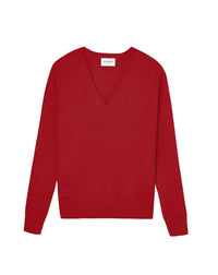 Cashmere hammer arm V-neck jumper - Rouge Gorge