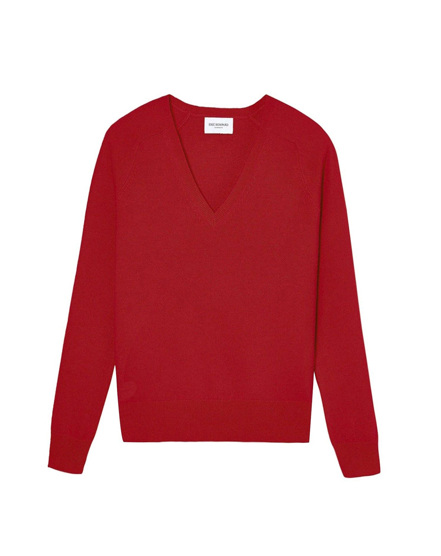Cashmere hammer arm V-neck jumper - Rouge Gorge