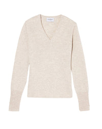 Slim-fit V-neck cashmere and silk slit jumper - Tourterelle