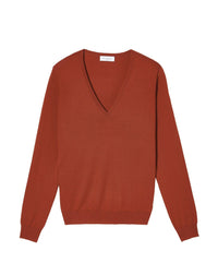 Ultra-fine cashmere V jumper - Rouge Freschia
