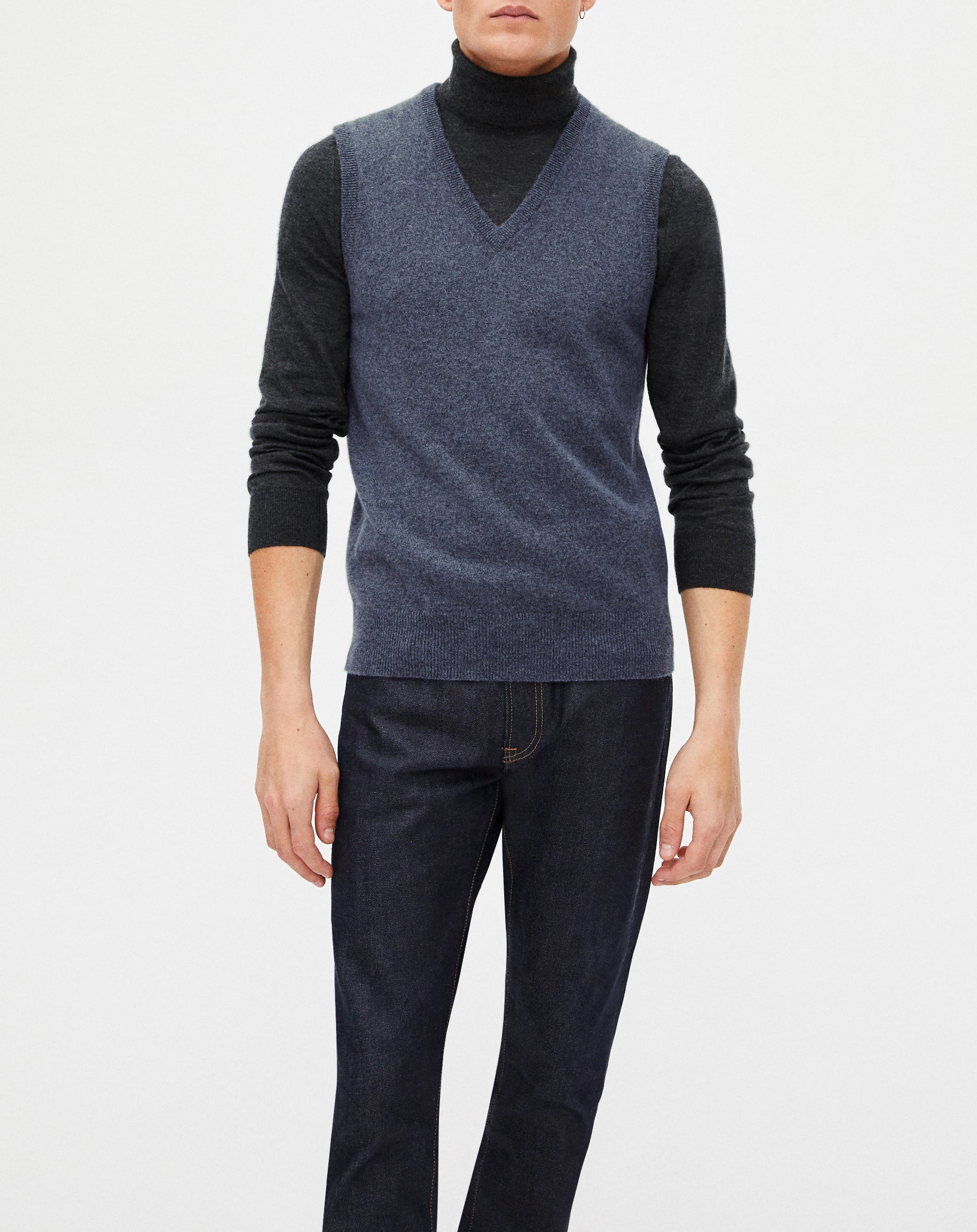 Sleeveless cashmere jumper - Indigo