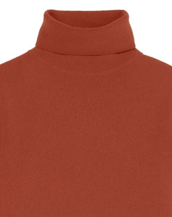 Pull col roulé classique en cachemire - Rouge Freschia