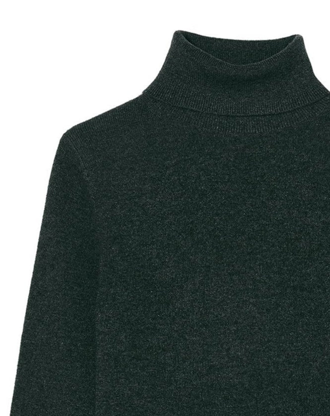 Pull col roulé classique en cachemire - Vert Asteroide
