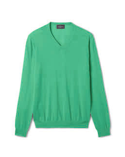 Pull Col V Ultrafin - Vert Tupper