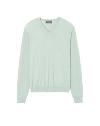 Ultra-fine cashmere V-neck jumper - Vert d'Eau