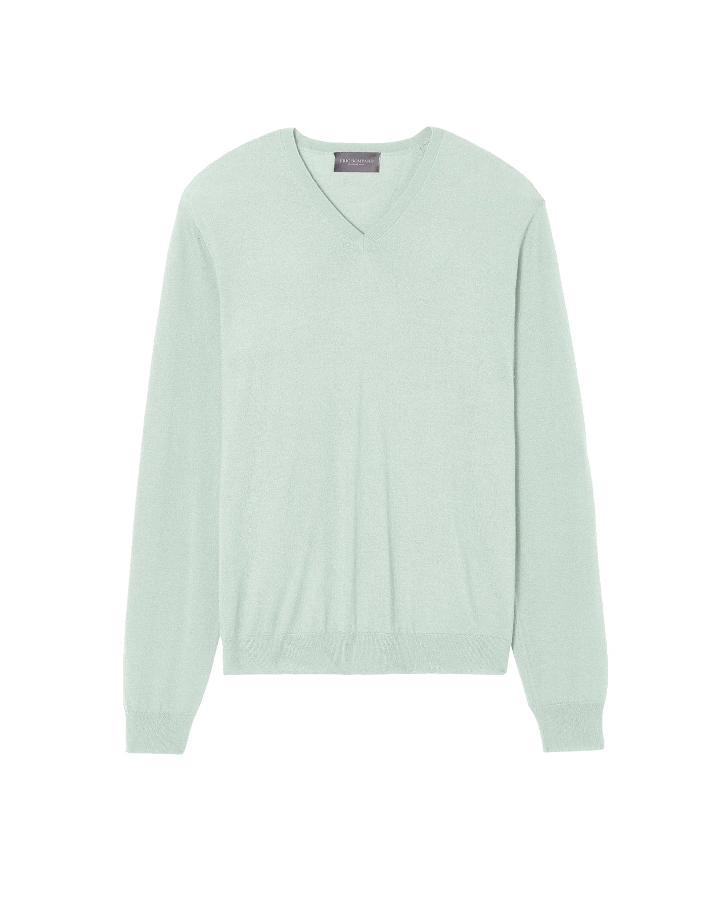 Ultra-fine cashmere V-neck jumper - Vert d'Eau
