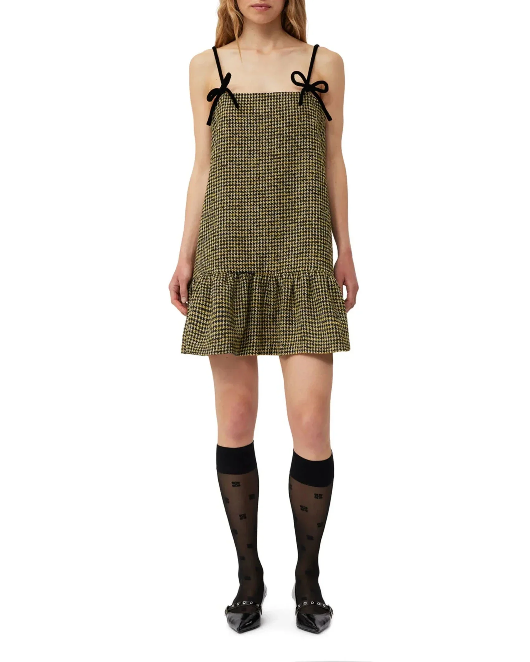 Robe courte Checkered Woollen - Blazing Yellow