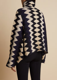 Pull Molly en cachemire - Navy Zig Zag Intarsia