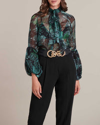Blouse Monet en soie - Vert amande