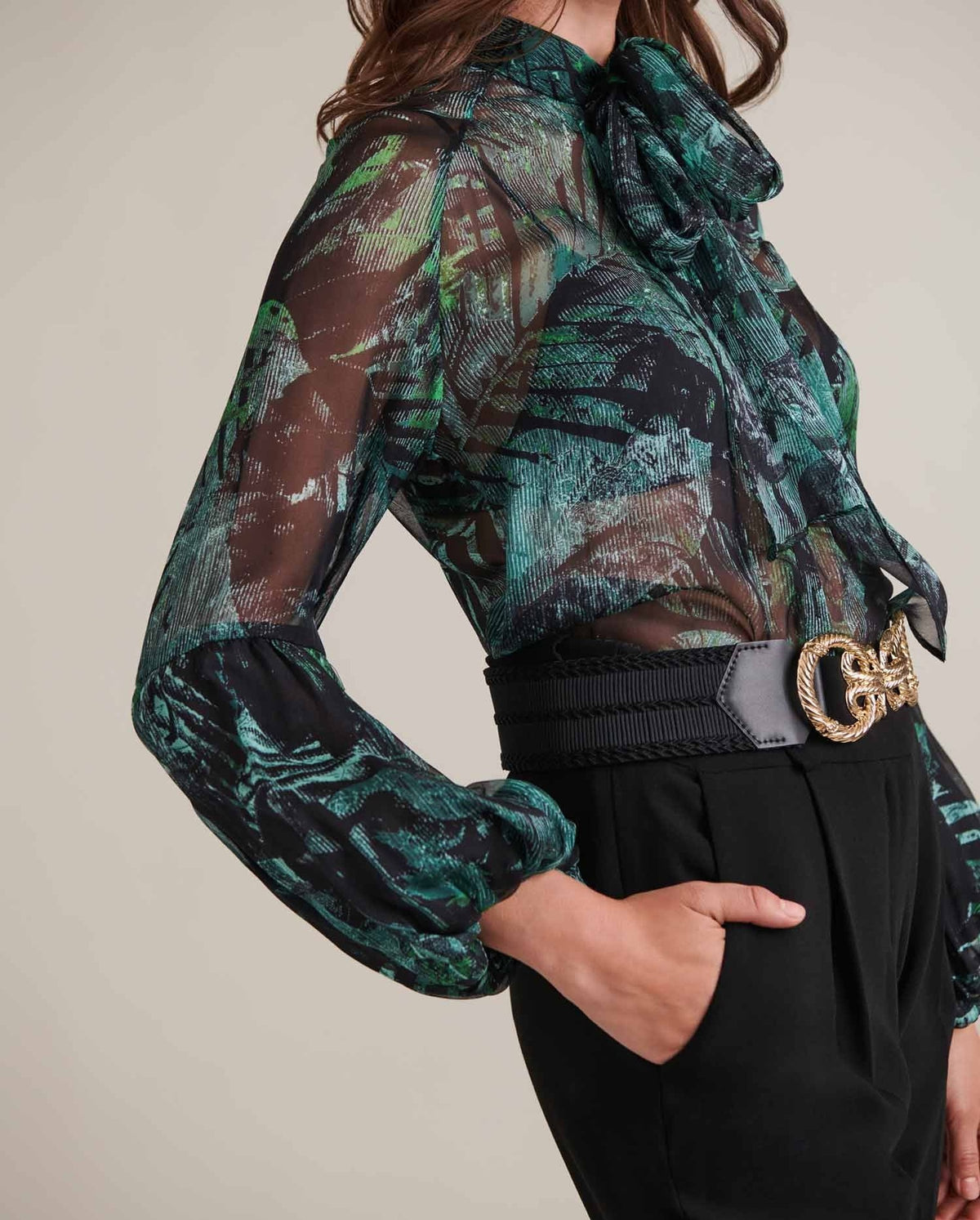 Blouse Monet en soie - Vert amande