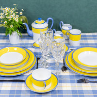 Tasse et soucoupe à déjeuner Monet en porcelaine - Jaune & Bleu