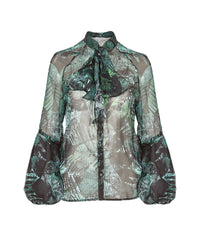 Blouse Monet en soie - Vert amande