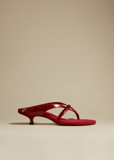 Monroe sandal in leather - Fire Red