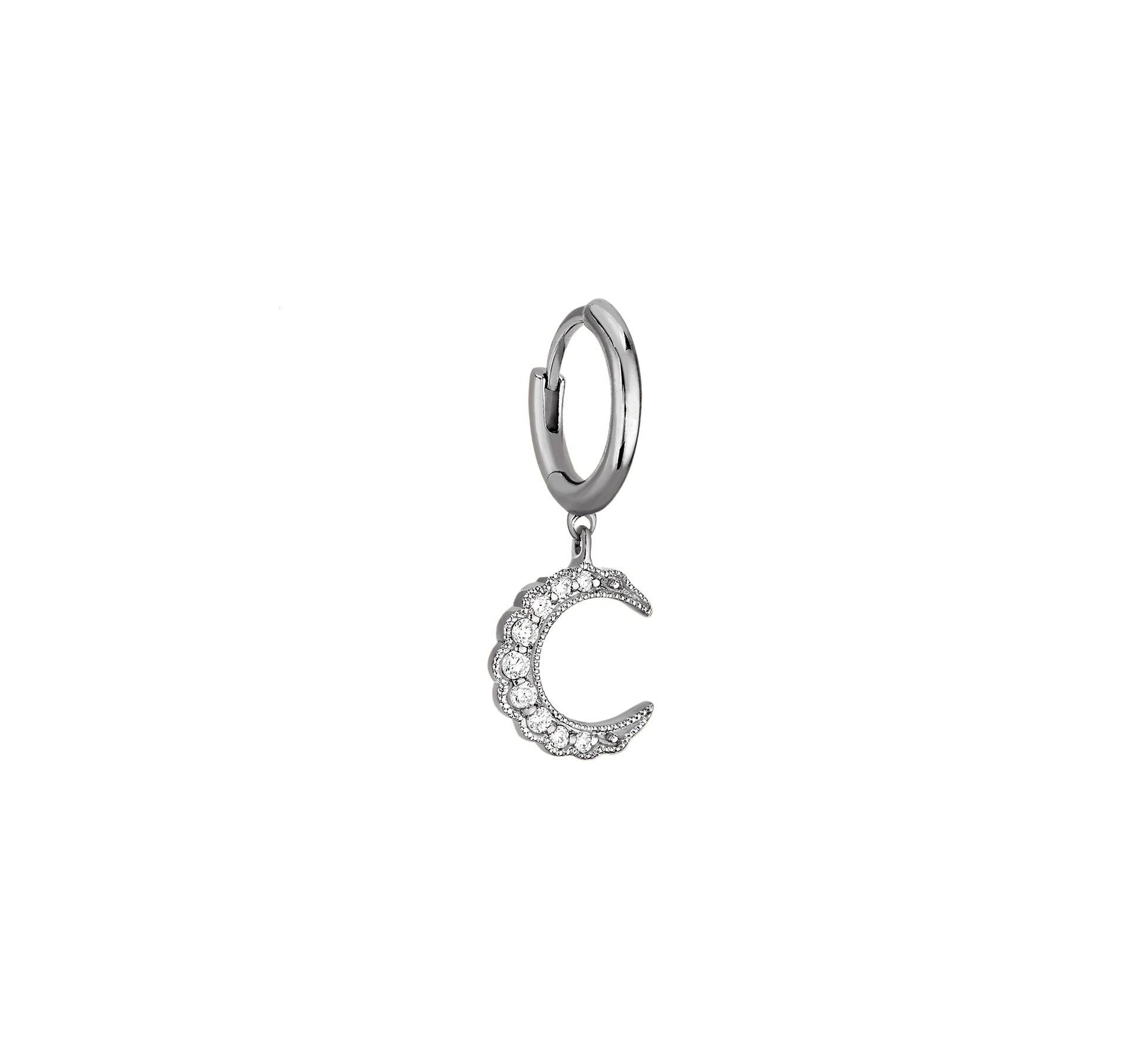 Mono créole Moonlight petit modèle en or noir 18K sertie de diamants - Or noir
