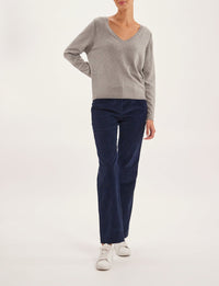 10qty RELIQUAT 75€ 21,4%  / Pull col V Morgane en laine et cachemire - Grey