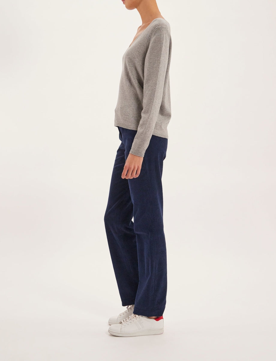 10qty RELIQUAT 75€ 21,4%  / Pull col V Morgane en laine et cachemire - Grey