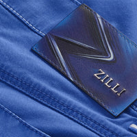 Short à surpiqûres et cuir - Bleu