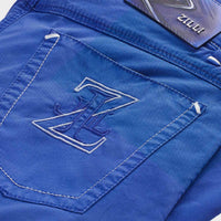 Short à surpiqûres et cuir - Bleu